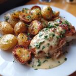 Cremiges Knoblauchhühnchen mit gerösteten Babykartoffeln