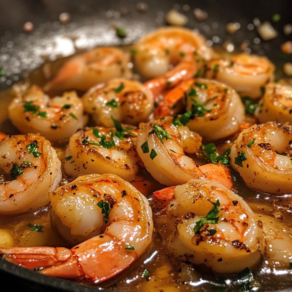 Garnelenpfanne mit Knoblauchbutter