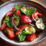 Sommersalat mit Gurken und Erdbeeren