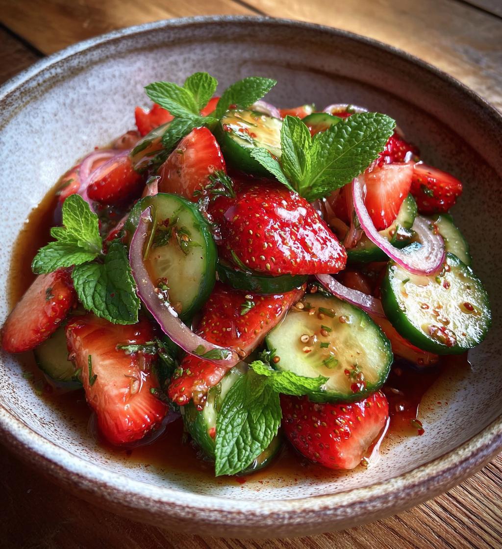 Sommersalat mit Gurken und Erdbeeren
