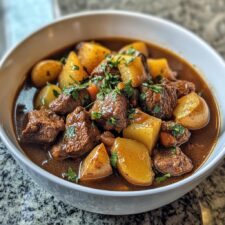 Herzhafter Beef-Stew mit Kräutern und Kartoffeln in 90 Minuten