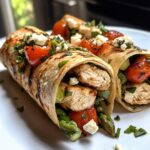 Bruschetta-Hähnchen-Wraps mit gegrilltem Spargel