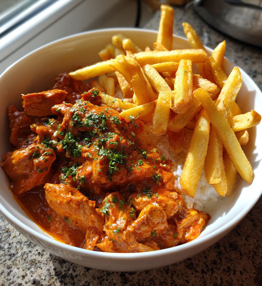 Butter Chicken mit knusprigen Pommes Frites