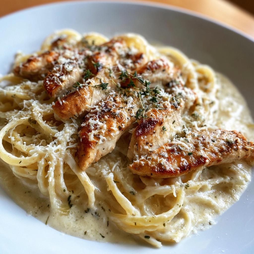 Cremige Knoblauch-Hähnchen-Pasta