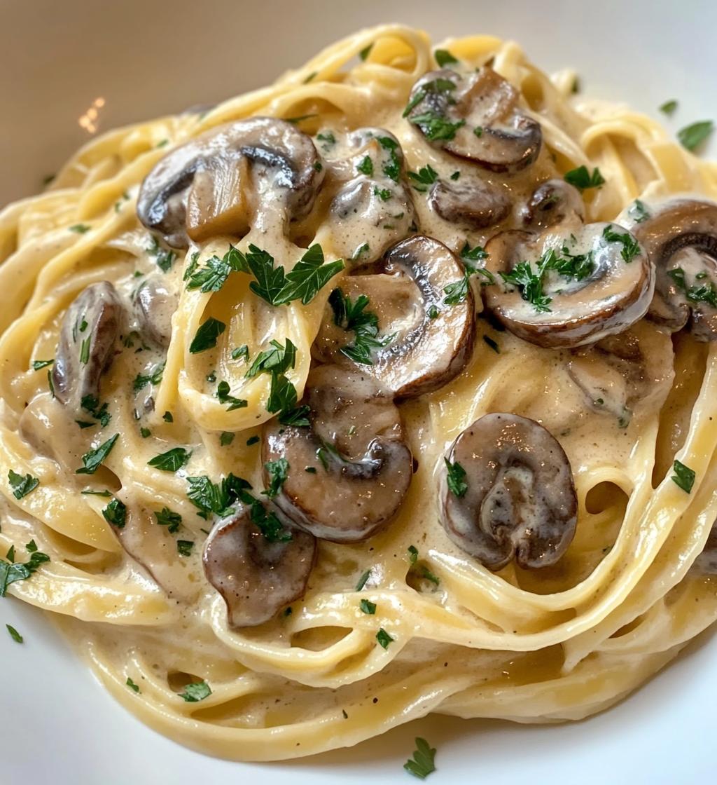 Cremige Pasta mit Champignons und Kräutersauce