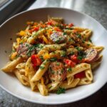Cremige Pasta mit Wurst und Paprika
