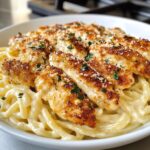 Cremiges Knoblauch-Parmesan-Hähnchen mit gedrehter Käse-Pasta