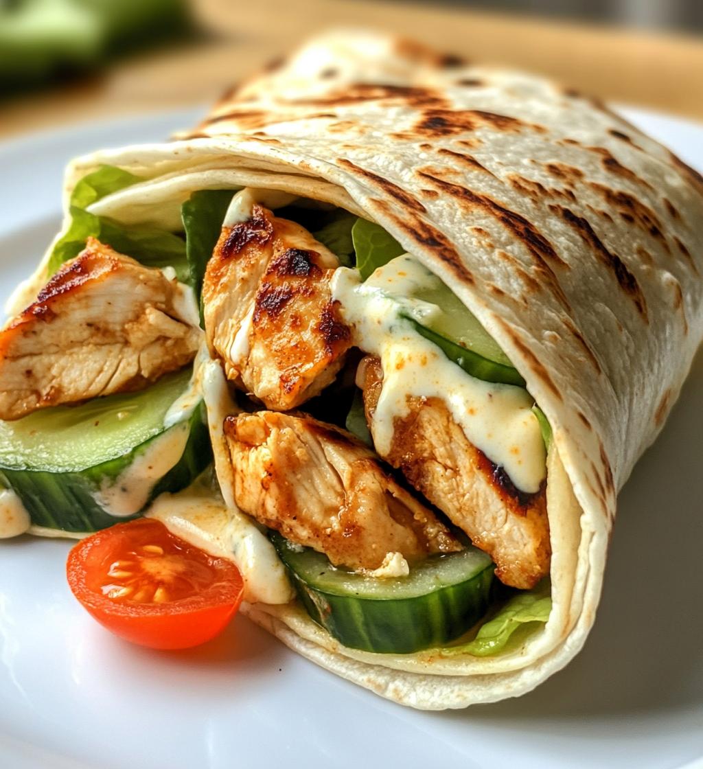 Einfache käsige Knoblauch-Hähnchen-Wraps