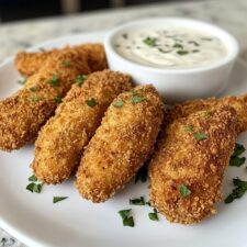 Knusprige Hähnchen-Kroketten mit Knoblauchdip in 30 Minuten