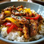 Hähnchen-Paprika-Pfanne mit Reis