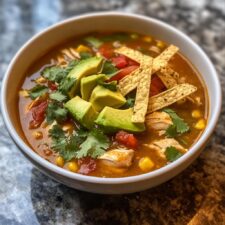35-minütige Hähnchen-Tortilla-Suppe – unwiderstehlich cremig & würzig