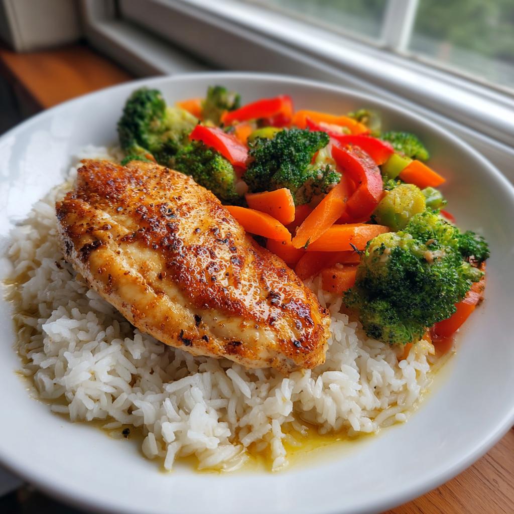 Hähnchen mit Reis und Gemüse