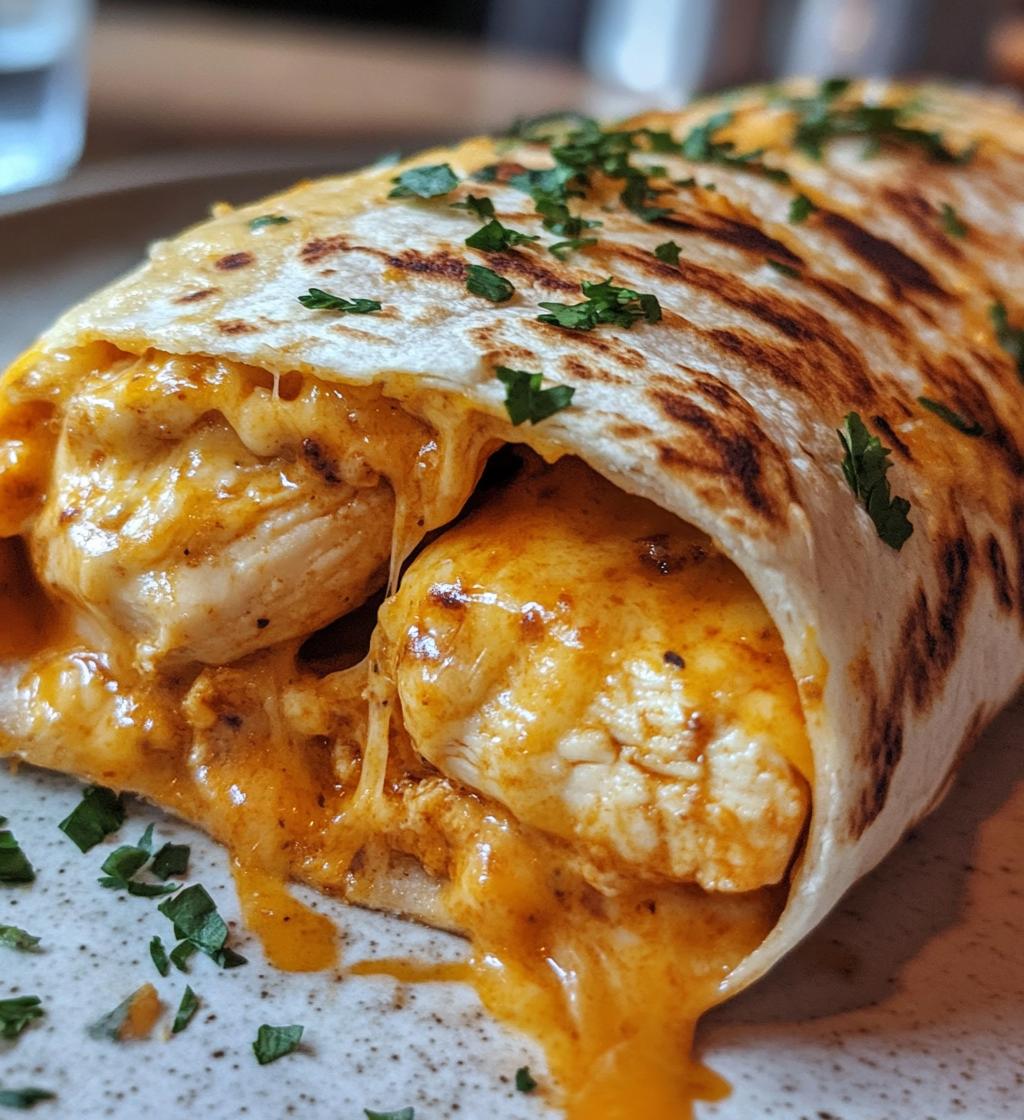 Klebrige, käsige Knoblauch-Hähnchen-Wraps zum Verschlingen
