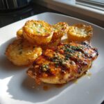 Knoblauchbutter-Hähnchen mit knusprigen Parmesan-Kartoffeln