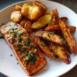 Knoblauchbutter-Lachs mit Ofenkartoffeln