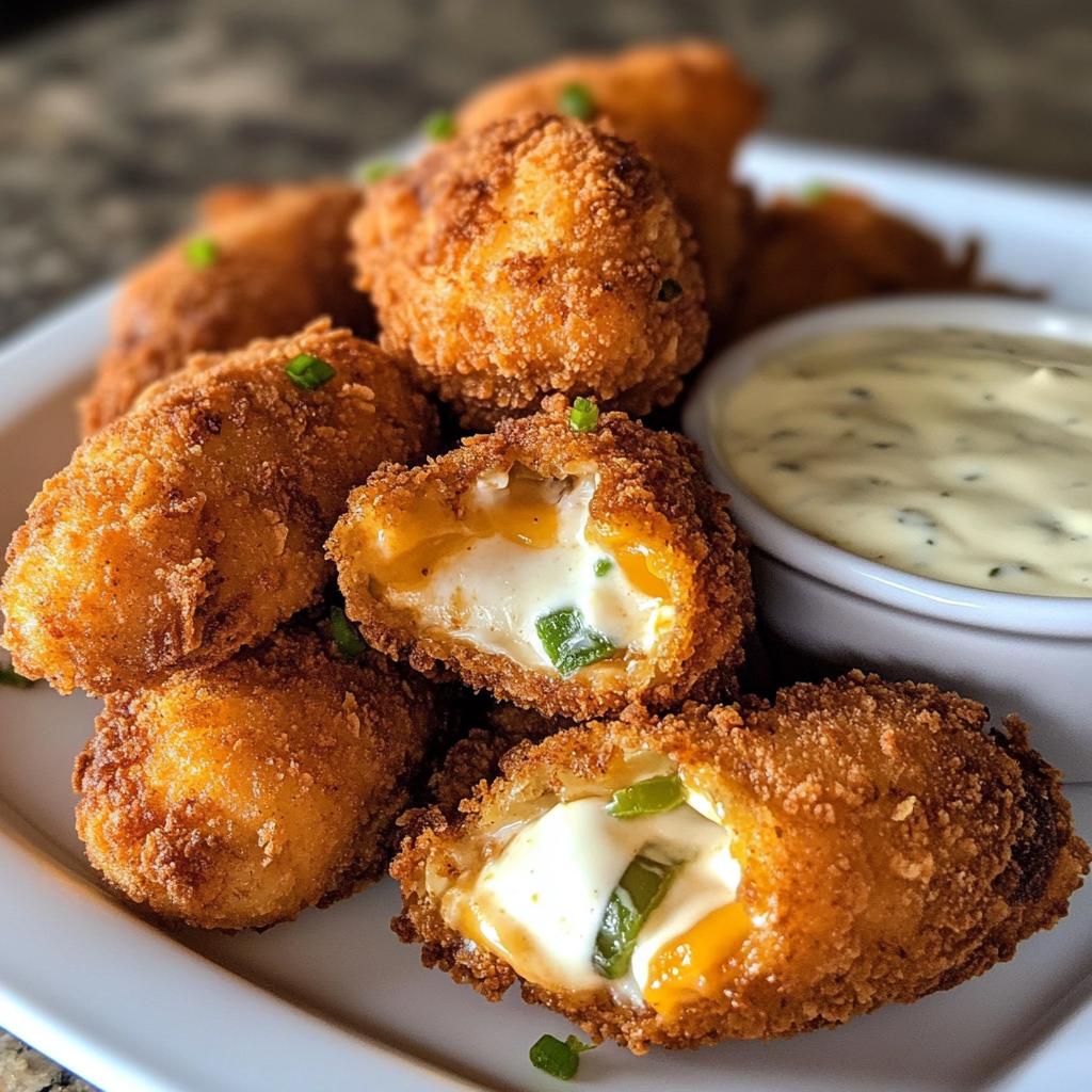 Käsige Jalapeño-Ranch-Hähnchen-Poppers mit cremigem Dip