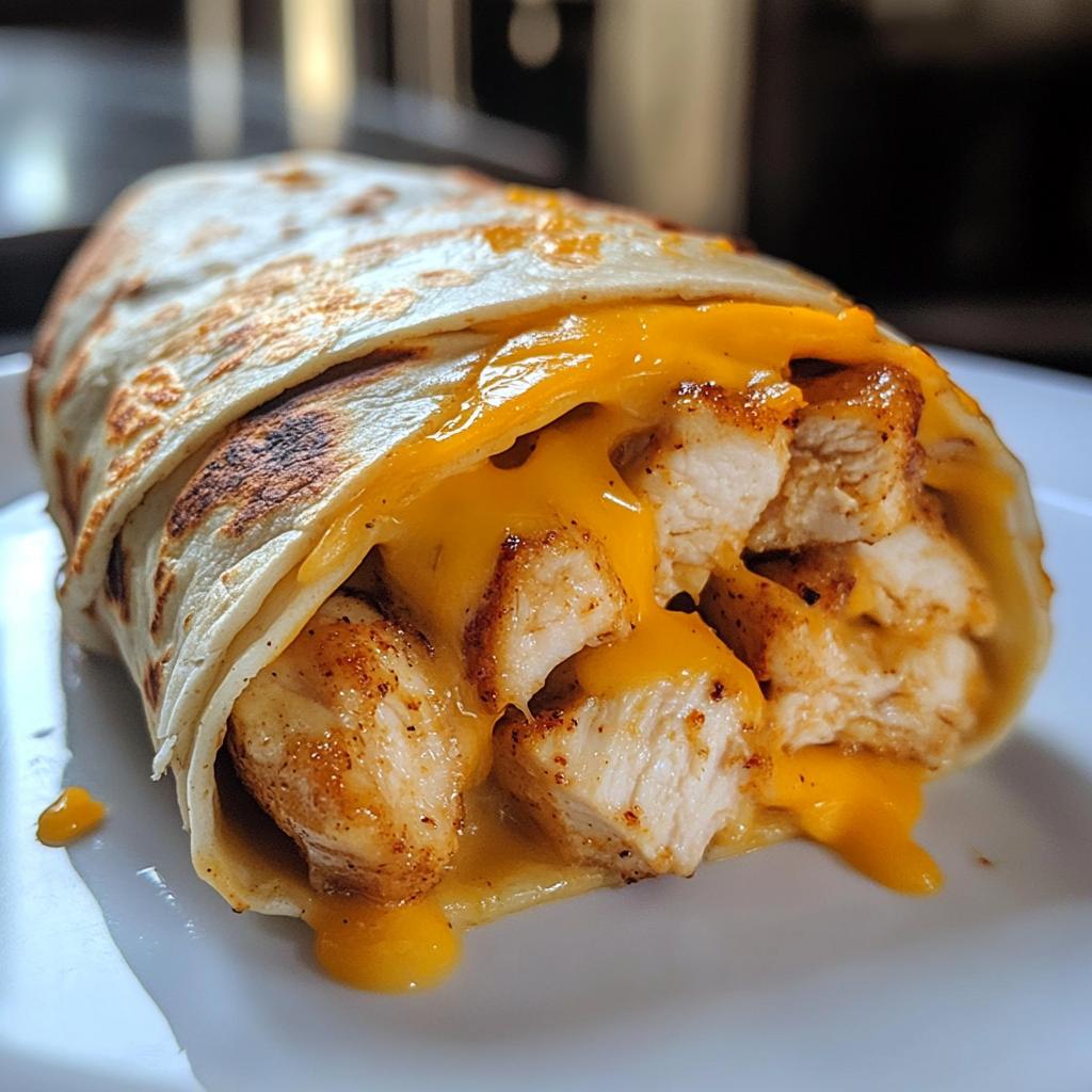 Käsige Knoblauch-Hähnchen-Wraps
