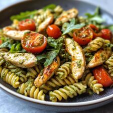 35-Minuten Pasta-Salat mit Hähnchen und Pesto-Dressing – himmlisch lecker