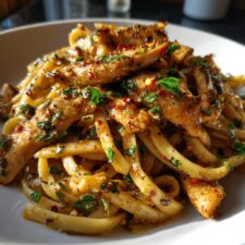 25-minütige pikante Knoblauch-Hähnchen-Nudeln – unwiderstehlich