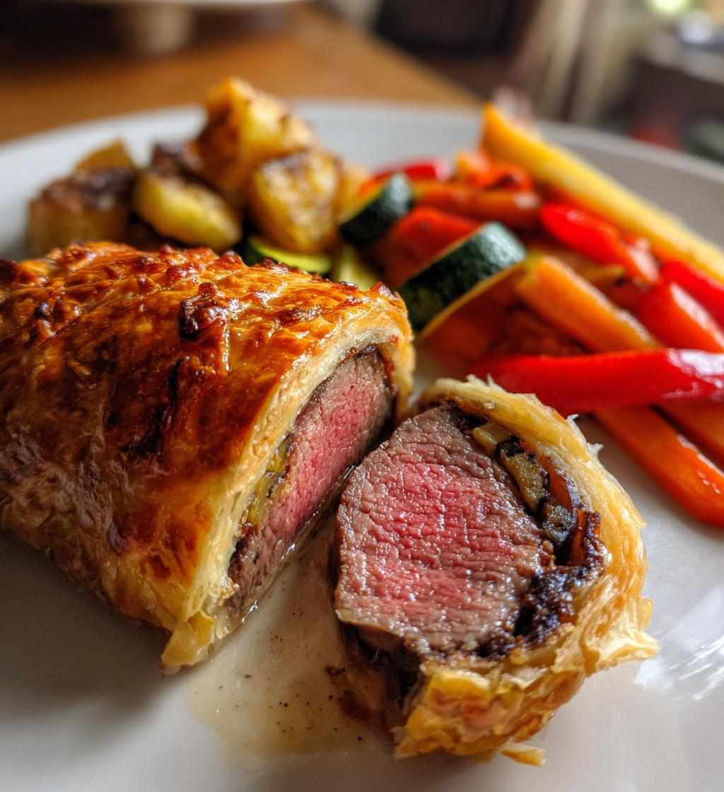 Rindfleisch-Wellington mit Ofengemüse
