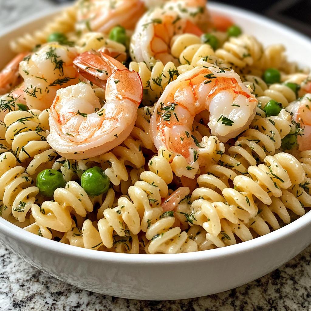 Shrimp-Pasta-Salat mit Zitrone und Dill