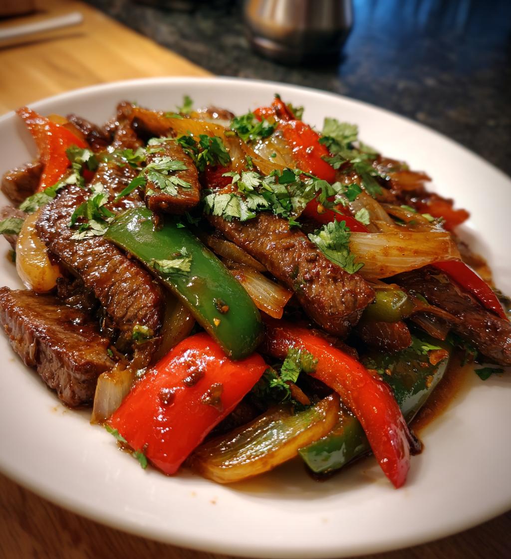 Sizzling Chinesisches Pfeffersteak mit Zwiebeln