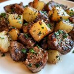 Unwiderstehliche Knoblauchbutter-Steak-Häppchen & Kartoffeln