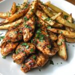 Würzige Cajun-Hähnchenstücke mit Knoblauch-Pommes
