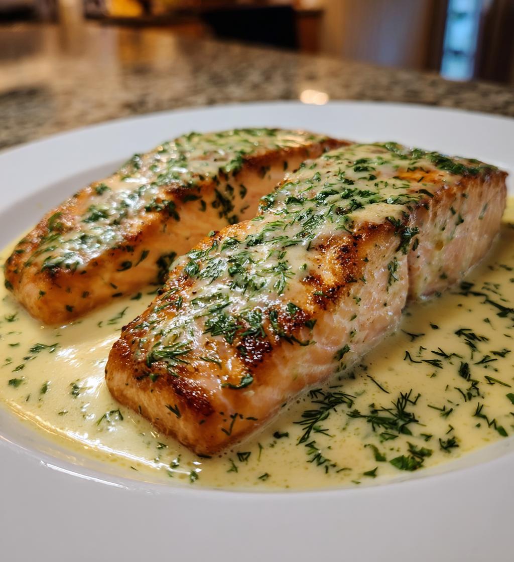 Zarte Lachsfilets in Zitronenrahm