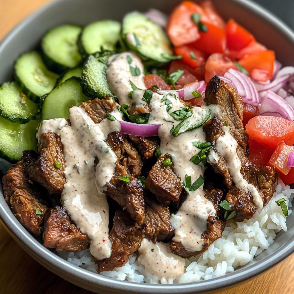 30-Minuten-Lamm-Gyros-Bowls mit traumhafter cremiger Sauce