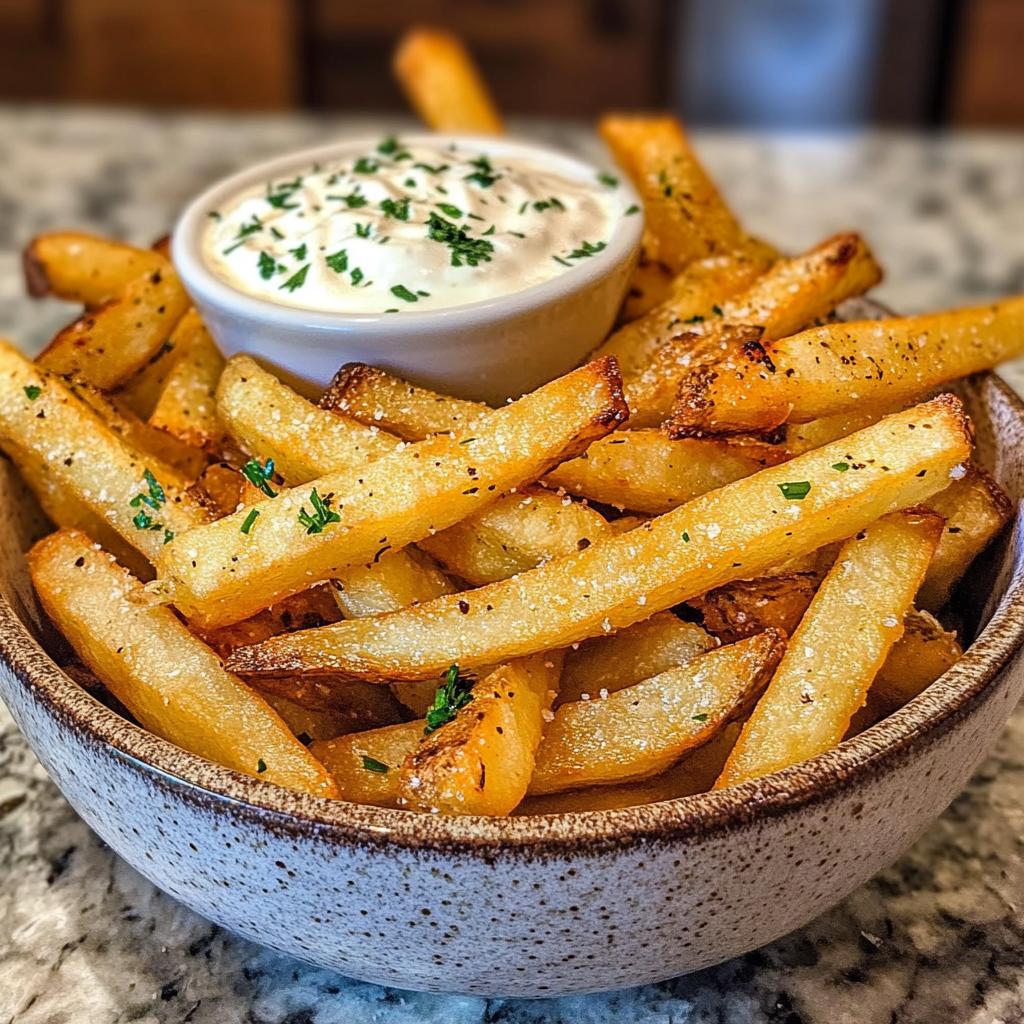 Airfryer Pommes mit Knoblauchdip