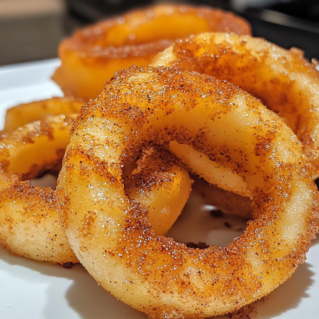 Airfryer Rezepte für knusprige Apfelringe mit Vanille.