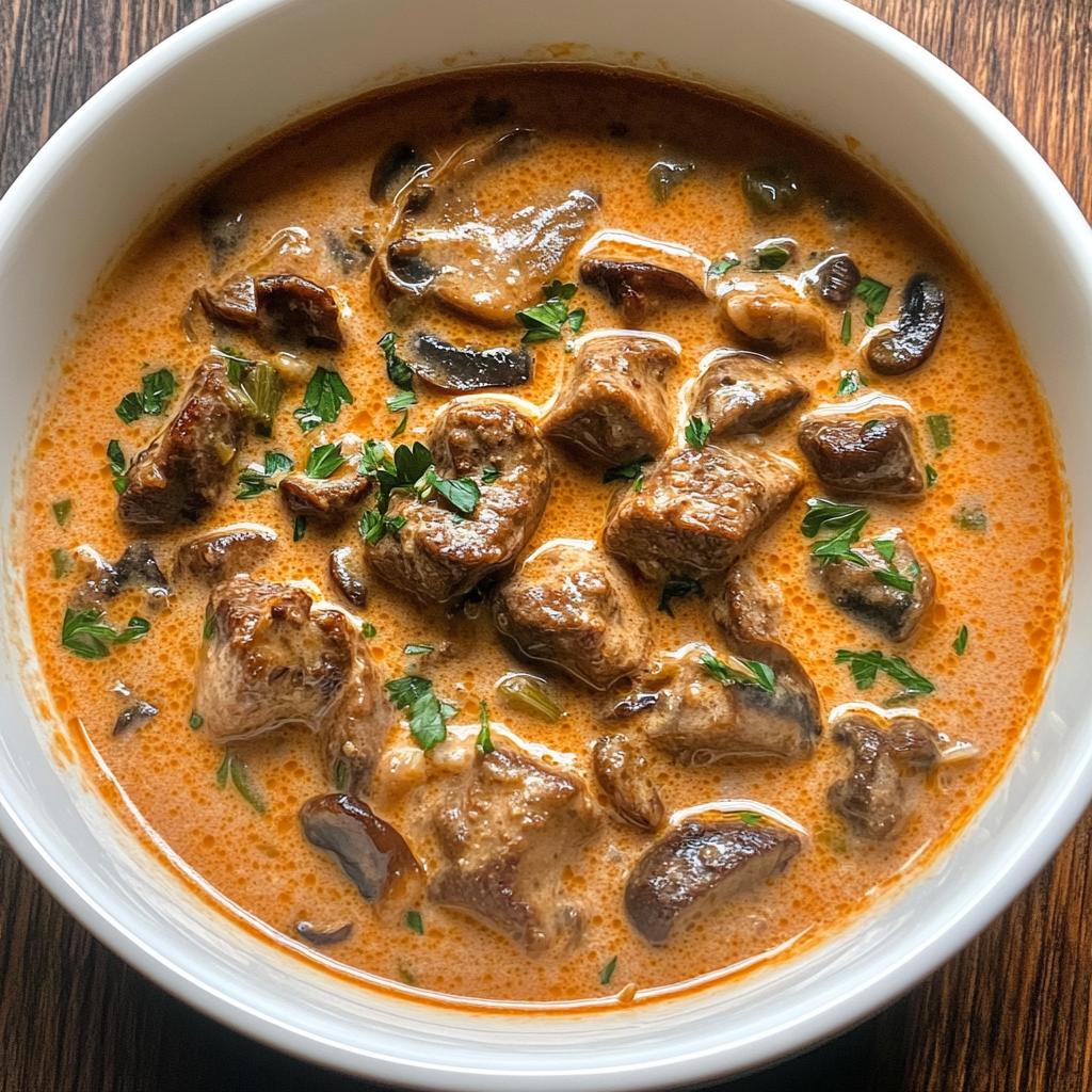 Cremige One-Pot-Rindstroganoff-Suppe