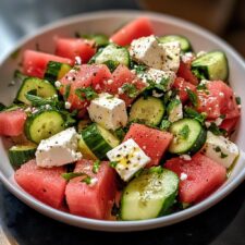 1 perfekter Erfrischenden Wassermelonen-Gurken-Feta-Salat