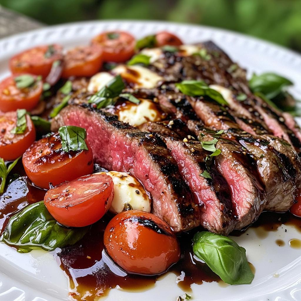 Gegrilltes Flanksteak Caprese mit Balsamico-Glasur