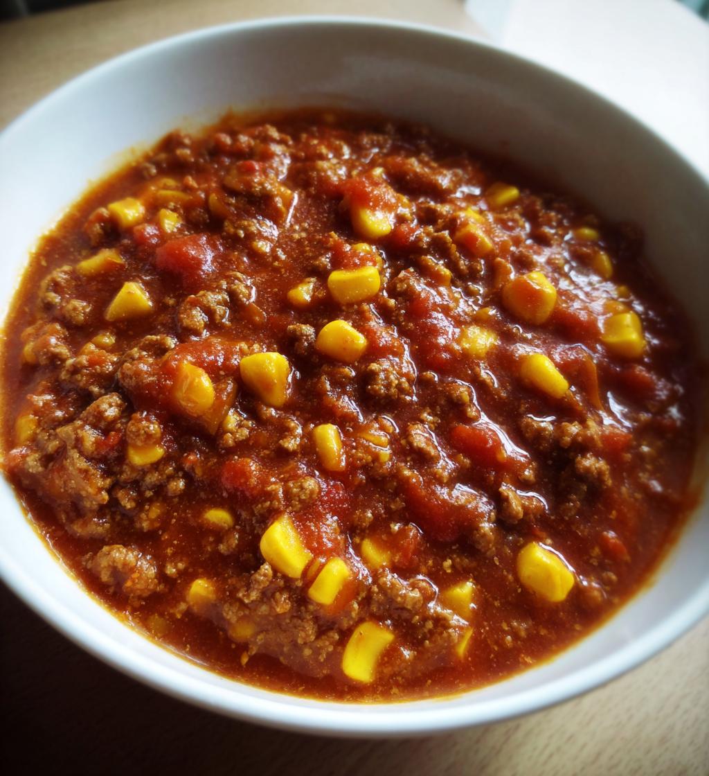 Hackfleisch Rezepte für Chili ohne Alkohol mit Tomaten und Mais.