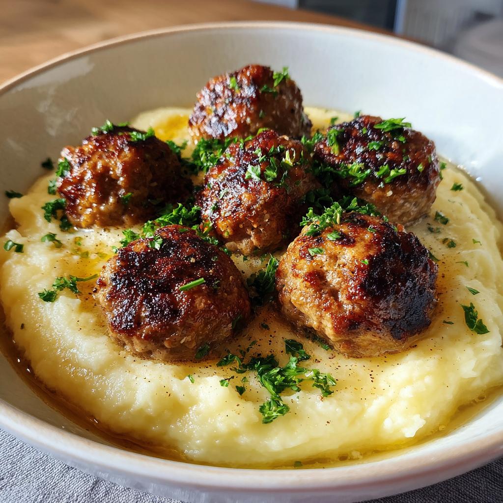 Hackfleisch Rezepte für Frikadellen mit Kartoffelstampf.