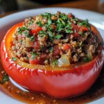 Hackfleisch Rezepte für gefüllte Paprika mit Kräutern.