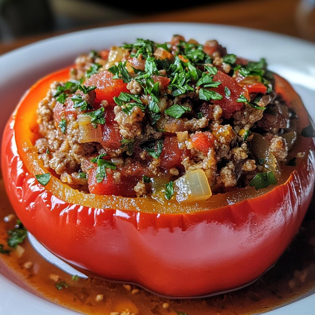 Hackfleisch Rezepte für gefüllte Paprika mit Kräutern.