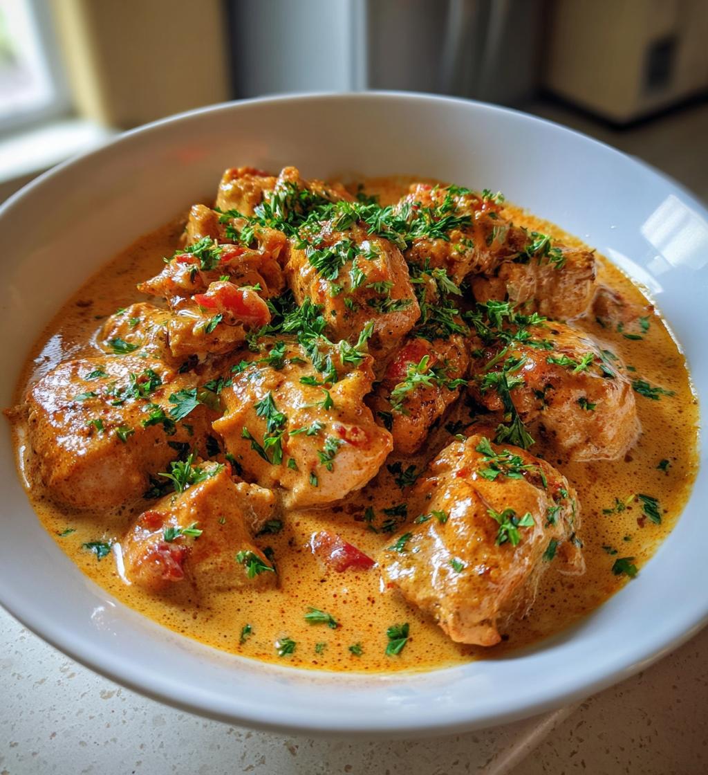 Hähnchen in Tomatenrahmsoße