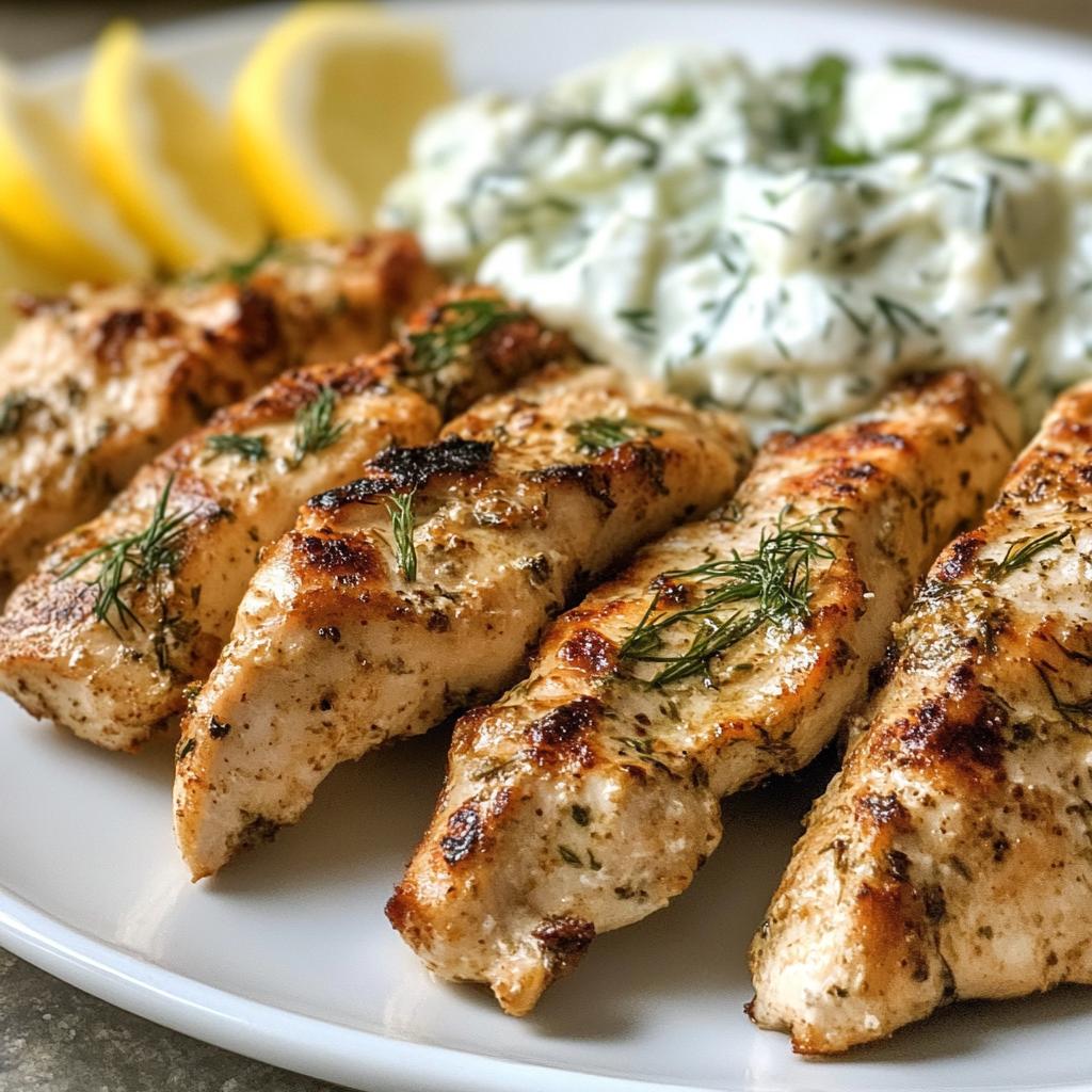 Mediterrane Hähnchen-Gyros mit cremigem Feta-Tzatziki