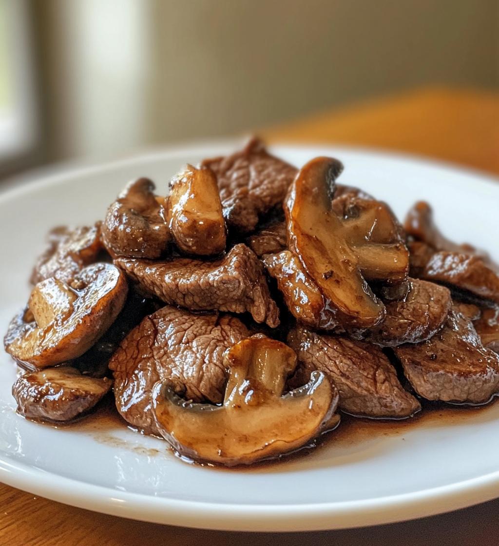 Rinderstreifen mit Champignons