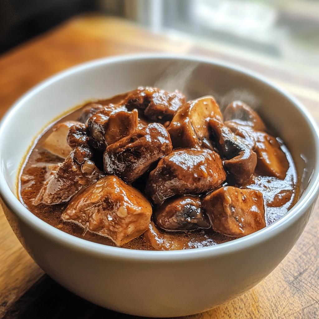 Traditionelles Französisches Rindergulasch mit Pilzen