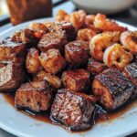 Unglaublich Herzhafte Steakstücke und Garnelen in Buttriger Soja-Glasur
