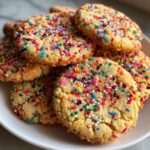 Weihnachtskekse backen mit bunten Streuseln für Kinder.