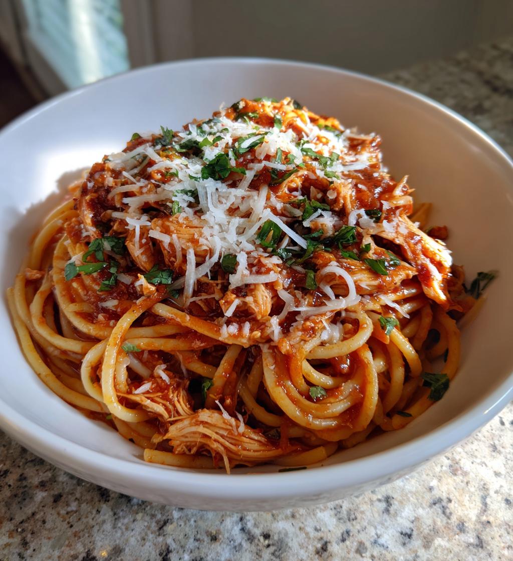 Crockpot-Hähnchen-Spaghetti