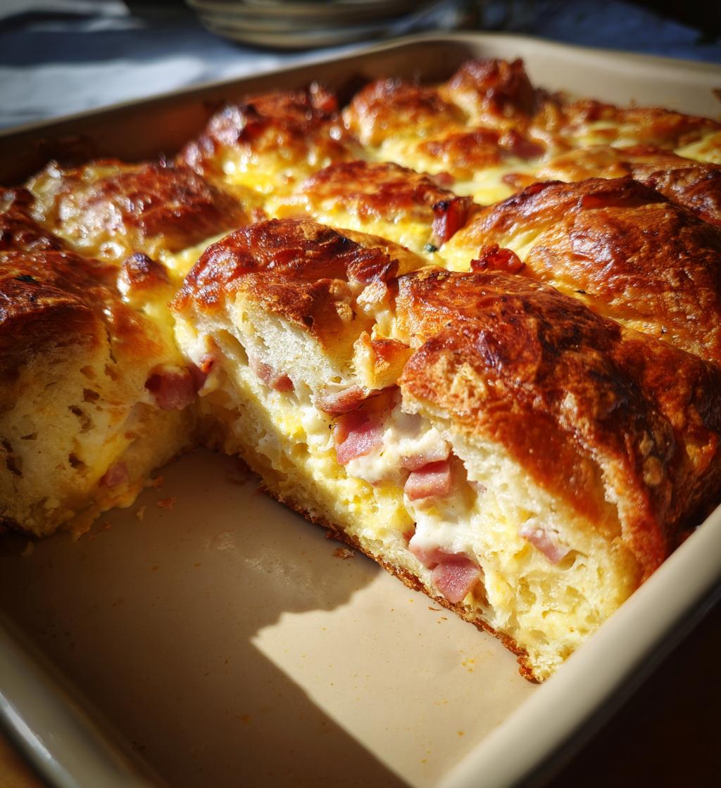 Frühstücksauflauf mit Croissant-Teig