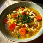 Hühnerknochenbrühe-Nudelsuppe