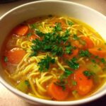 Hühnerknochenbrühe-Nudelsuppe