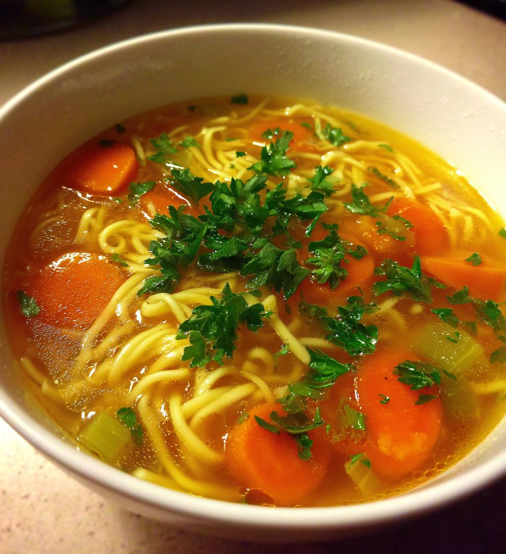 Hühnerknochenbrühe-Nudelsuppe